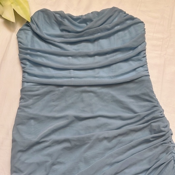 NWT PARTHEA Ruched Wrap Bodycon Mesh Tube Corset Dress - Picture 6 of 9